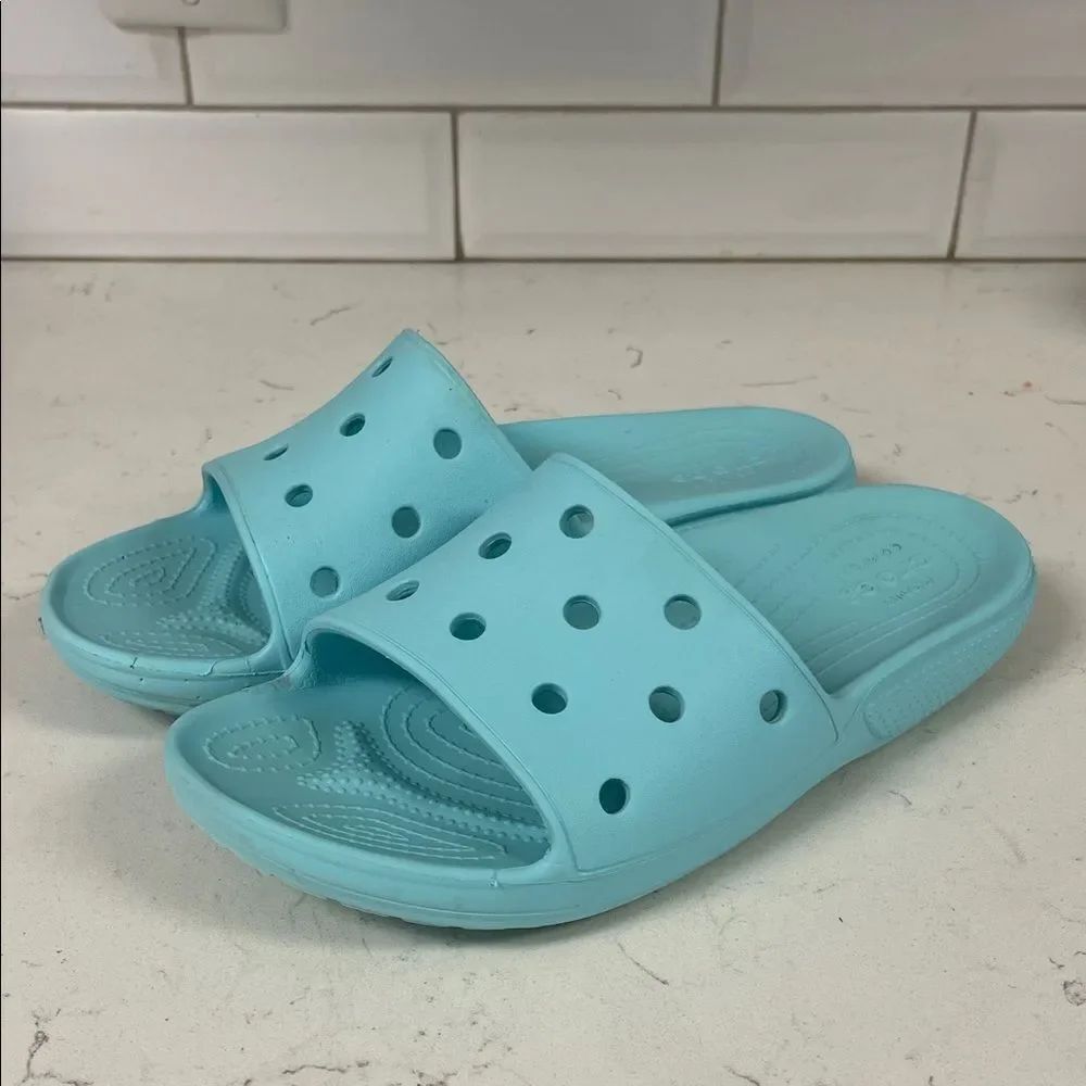 Classic Crocs Slide Light Blue Slide Sandals Unisex Women’s 10 Men’s 8